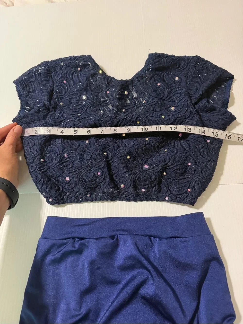 Kelle dance costume navy blue 2 piece CHERRY BLOSSOM 2916 MA-Medium adult